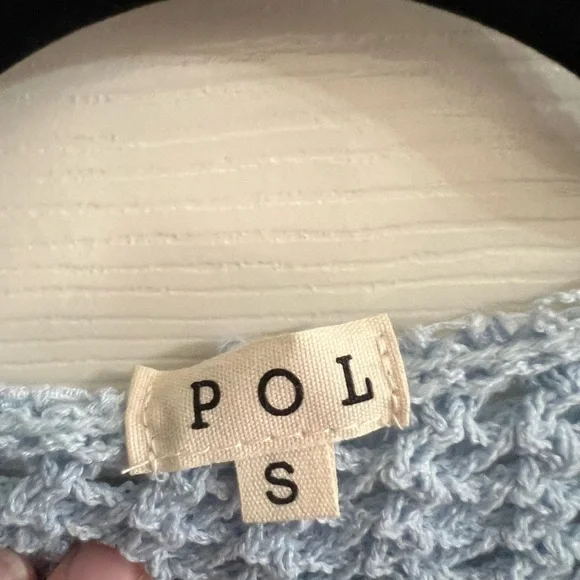 POL Blue V-Neck Crochet Front Pockets Hoodie Oversized Small - Picture 6 of 6